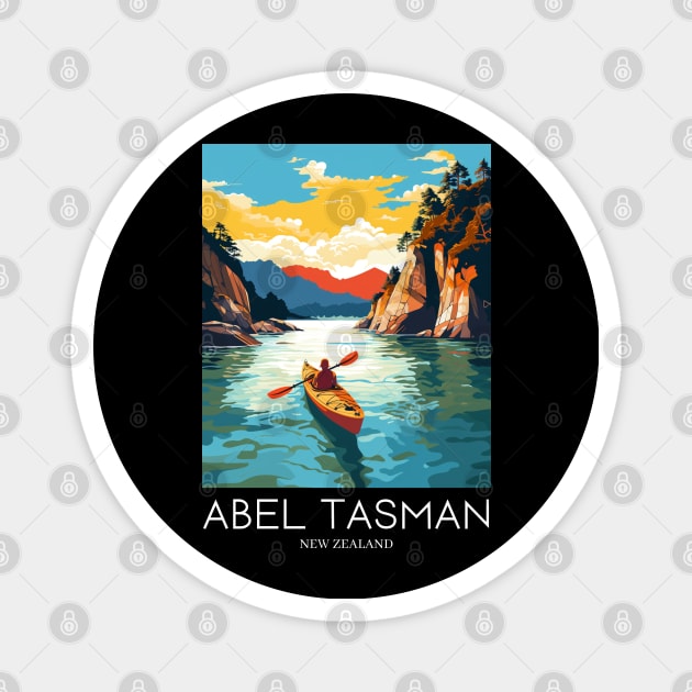 A Pop Art Travel Print of Abel Tasman National Park - New Zealand Magnet by Studio Red Koala